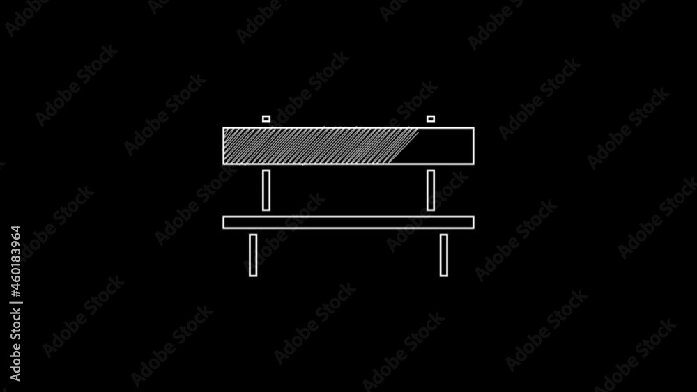 White line Bench icon isolated on black background. 4K Video motion graphic animation White line Bench icon isolated on black background. 4K Video motion graphic animation
