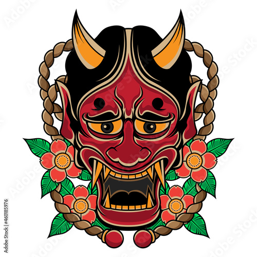 japanese traditional hannya mask tattoo
