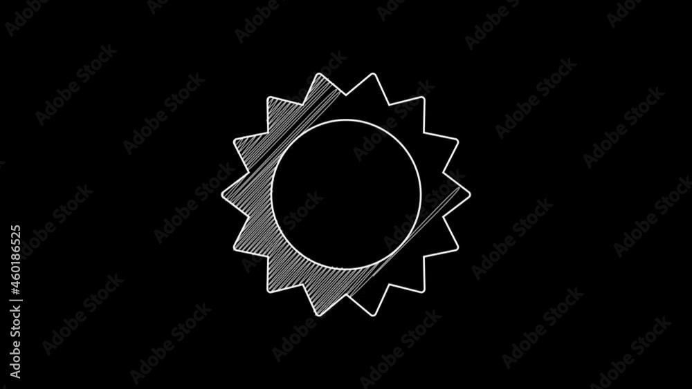White line Sun icon isolated on black background. Summer symbol. Good sunny day. 4K Video motion graphic animation White line Sun icon isolated on black background. Summer symbol. Good sunny day. 4K Video motion graphic animation