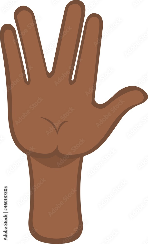 Vector emoticon illustration of a brown hand doing the classic vulcan greeting