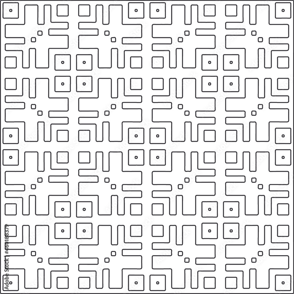 Vector pattern with symmetrical elements . Repeating geometric tiles from striped elements.Monochrome stylish texture.Black and white pattern for wallpapers and backgrounds. Vector pattern with symmetrical elements . Repeating geometric tiles from striped elements.Monochrome stylish texture.Black and white pattern for wallpapers and backgrounds.