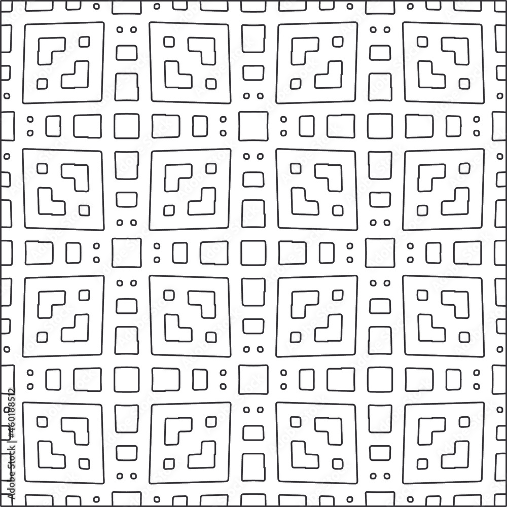 Vector pattern with symmetrical elements . Repeating geometric tiles from striped elements.Monochrome stylish texture.Black and white pattern for wallpapers and backgrounds. Vector pattern with symmetrical elements . Repeating geometric tiles from striped elements.Monochrome stylish texture.Black and white pattern for wallpapers and backgrounds.