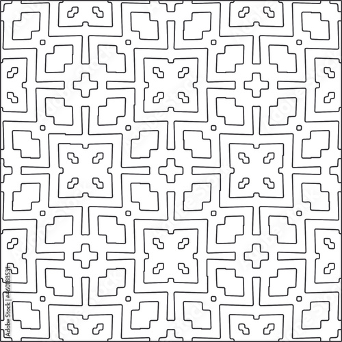 Vector pattern with symmetrical elements . Repeating geometric tiles from striped elements.Monochrome stylish texture.Black and white pattern for wallpapers and backgrounds. 