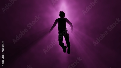 Tableau sur toile Person floating in fog , mist