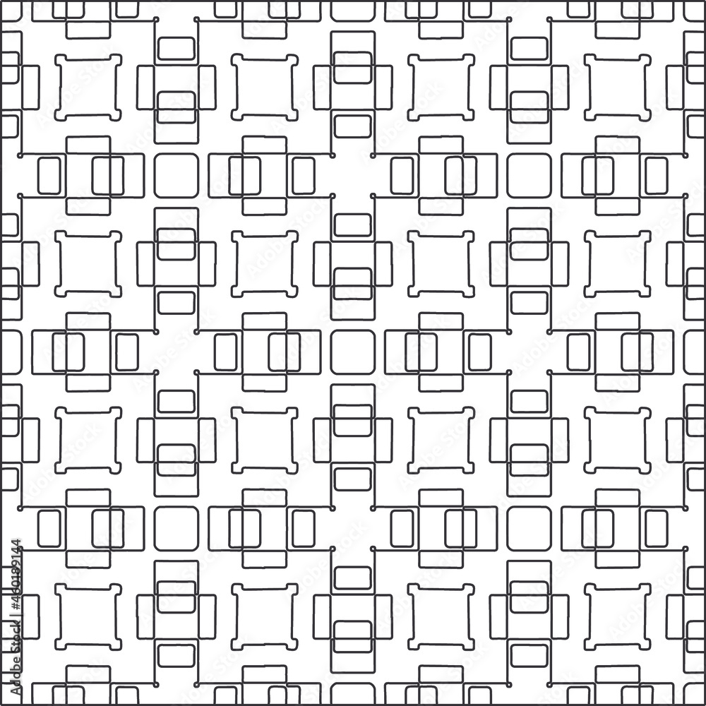 Vector pattern with symmetrical elements . Repeating geometric tiles from striped elements.Monochrome stylish texture.Black and white pattern for wallpapers and backgrounds.
