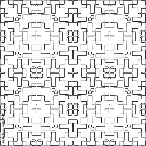 Vector pattern with symmetrical elements . Repeating geometric tiles from striped elements.Monochrome stylish texture.Black and white pattern for wallpapers and backgrounds. 