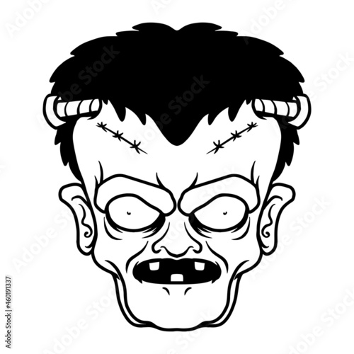 frankenstein Head character vector illustration premium tshirt design
