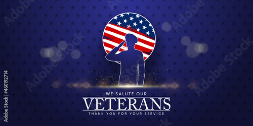 Veterans day poster. Veteran's day illustration with american flag, 11th November, Vector illustration