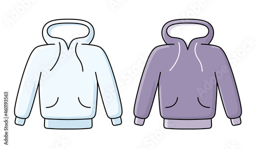 White and black hoodie isolated cartoon vector