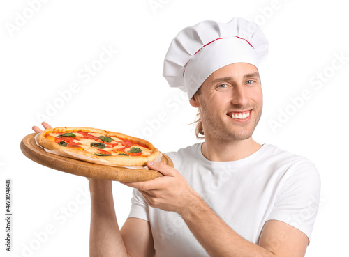 Handsome chef with tasty pi...