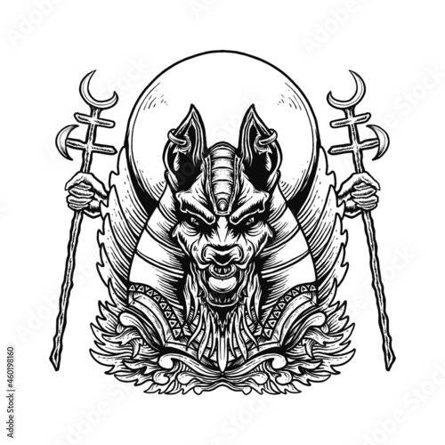 Anubis ornament premium vector illustration