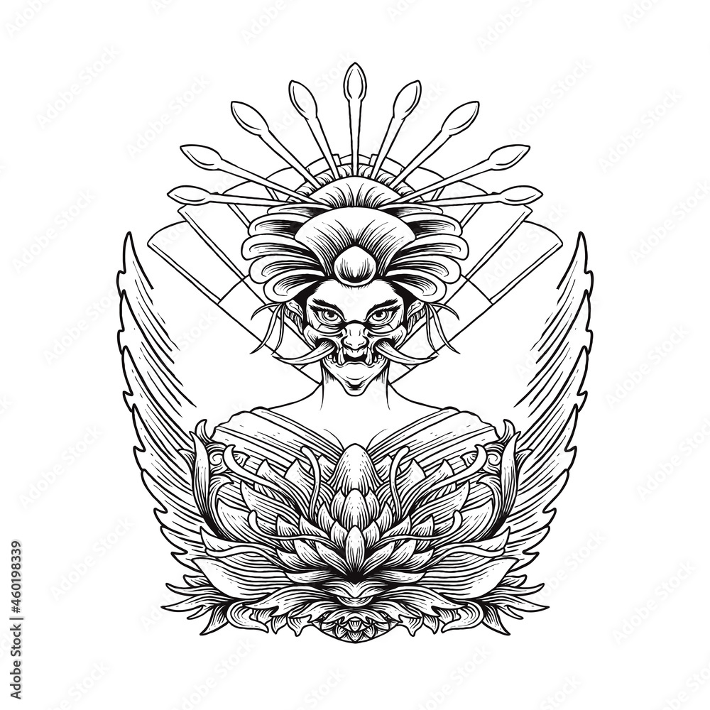 Obraz premium Geisha vector illustration tshirt design premium