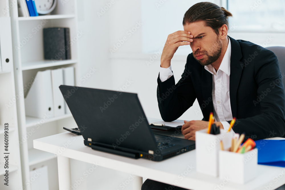 Man workflow in the office documents emotions Lifestyle Man workflow in the office documents emotions Lifestyle