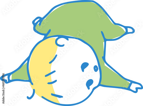 うつ伏せで寝転がる赤ちゃんのイラスト