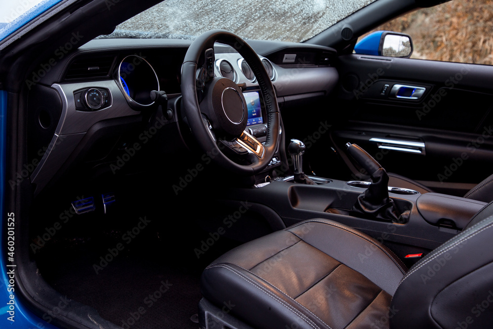 Luxury sports car interior view