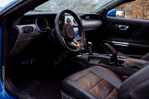 Luxury sports car interior view