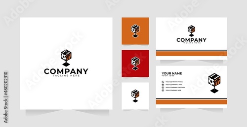 Cooking podcast logo design business card  template