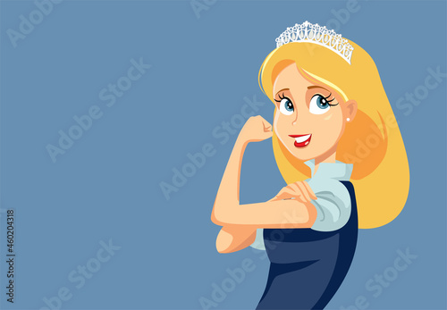 Strong Feminist Princess Vector Cartoon Illustration