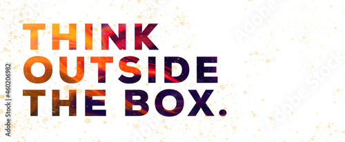 Creative quote banner (think out of the box), 3D illustration.