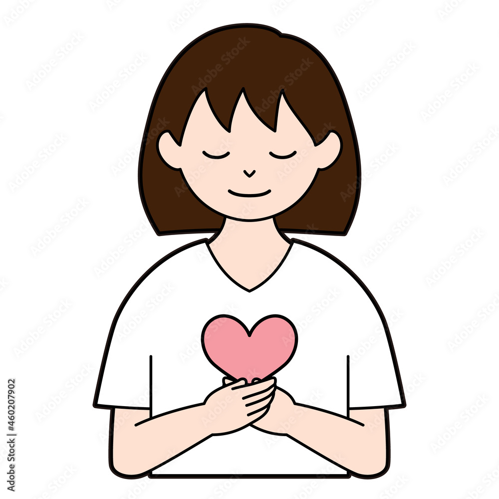 Illustration of a person with a heart, mental health (white background, vector, cut out) Illustration of a person with a heart, mental health (white background, vector, cut out)