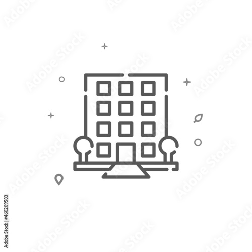 Luxury house, hotel, condo simple vector line icon. Building pictogram isolated on white background. Editable stroke