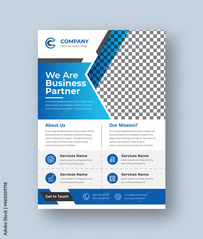 Corporate business flyer design template with modern concept Premium Vector	
