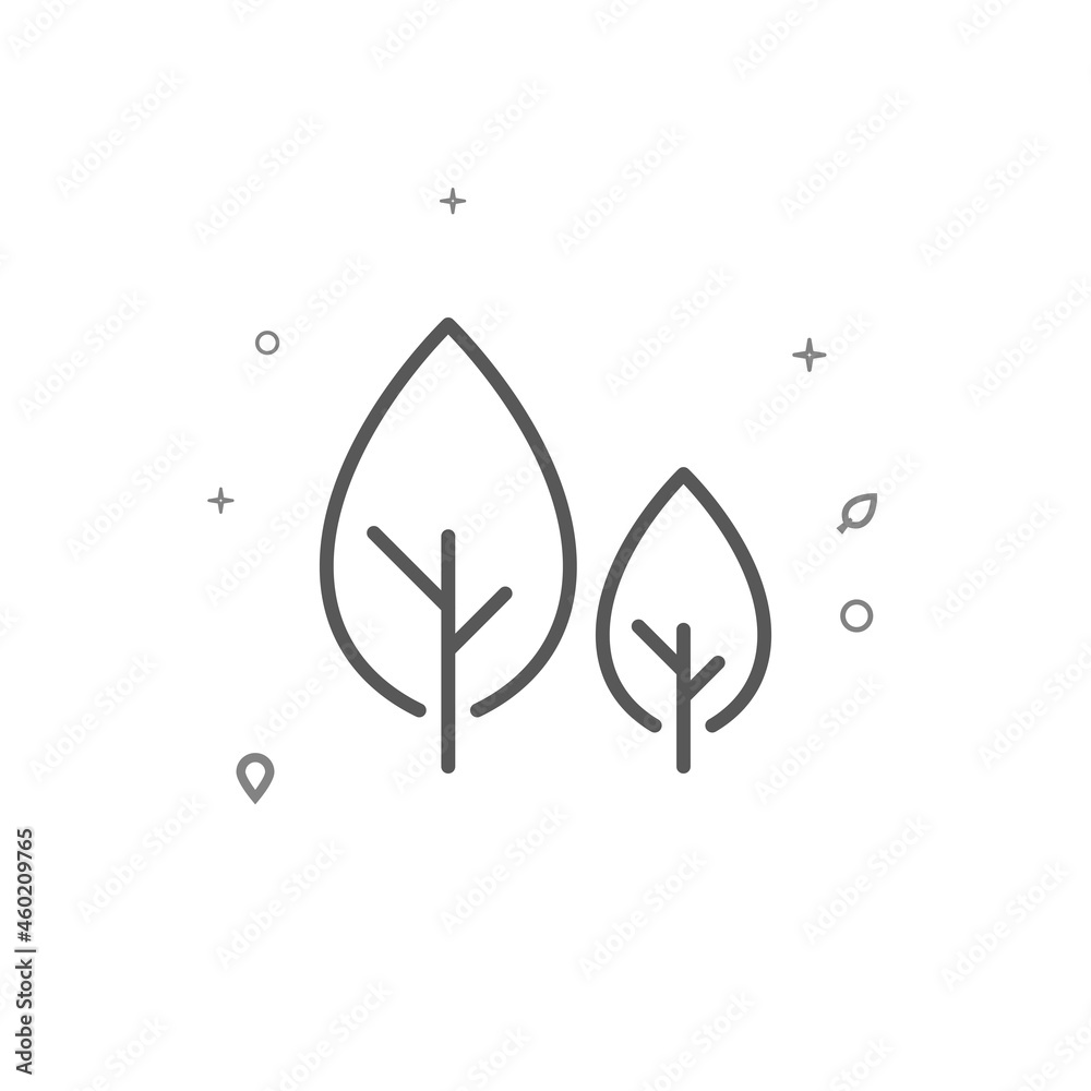 Garden or park simple vector line icon. Two trees sign isolated on white background. Editable stroke Garden or park simple vector line icon. Two trees sign isolated on white background. Editable stroke