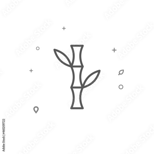 Bamboo tree simple vector line icon. Grey sign isolated on white background. Editable stroke
