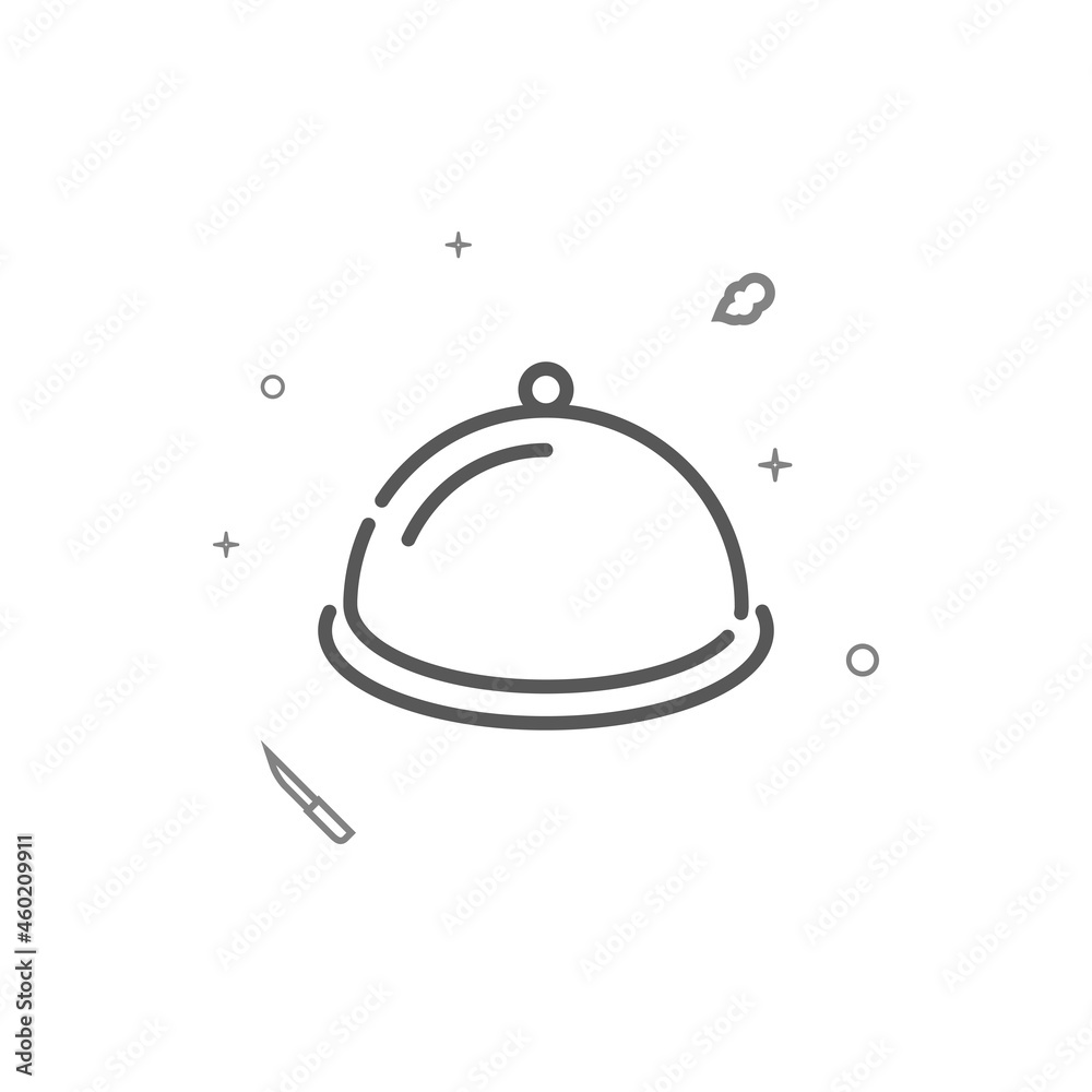 Fototapeta premium Dish under the lid simple vector line icon. Kitchenware related sign isolated on white background. Editable stroke