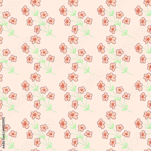 Flowers vector seamless pattern on a colored background. Floral print. Design for banners, covers, posters, invitations, textiles, scrapbooking, decoupage, brochures.