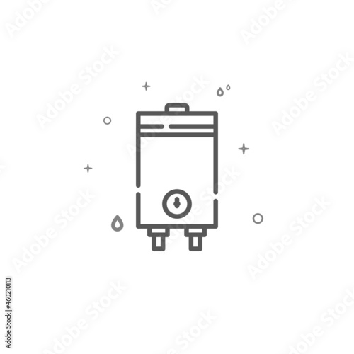 Electric boiler simple vector line icon. Plumbing pictogram, sign isolated on white background. Editable stroke