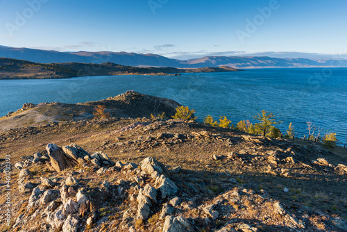 View of Small Sea Strait on Lake Baikal on autumn day, Joy Bay photo