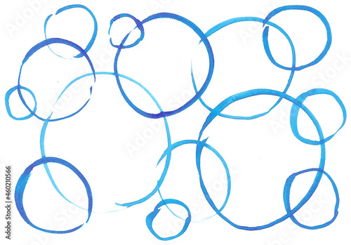 Watercolor background in the form of geometric elements in the form of circles. Suitable for decoration work for New Year and Christmas holidays. Abstract drawing