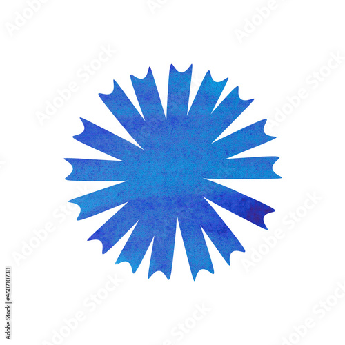 Watercolor illustration in the shape of a flower. Blue cornflower. Suitable for patterns, postcards, envelopes, invitations and other typography. As well as various banners on sites, catalogs, brochur