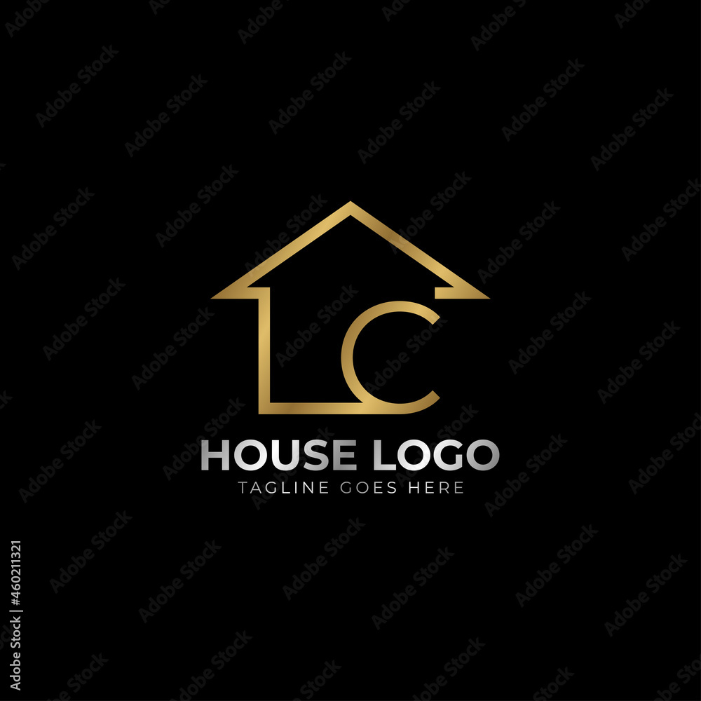 minimalist letter C luxurious house logo vector design for real estate, home rent, property agent minimalist letter C luxurious house logo vector design for real estate, home rent, property agent