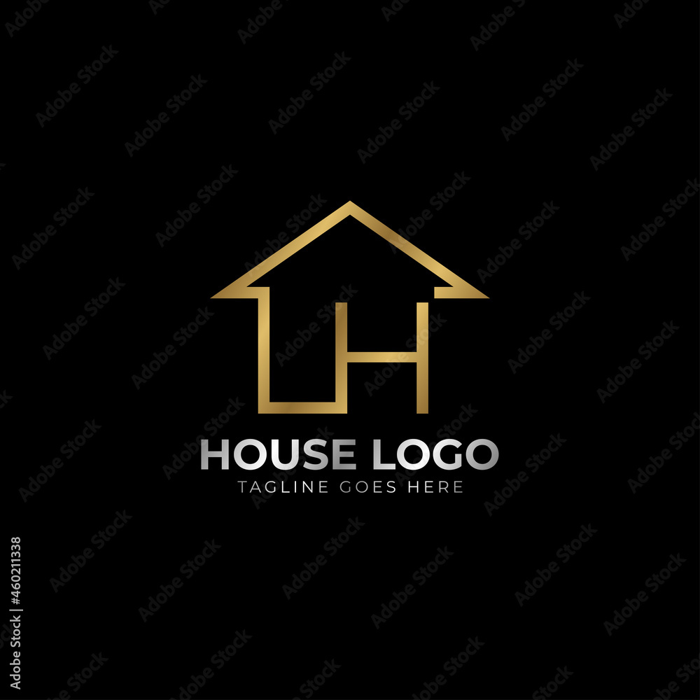 minimalist letter H luxurious house logo vector design for real estate, home rent, property agent minimalist letter H luxurious house logo vector design for real estate, home rent, property agent