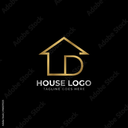 minimalist letter D luxurious house logo vector design for real estate, home rent, property agent