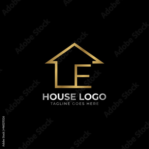 minimalist letter E luxurious house logo vector design for real estate  home rent  property agent