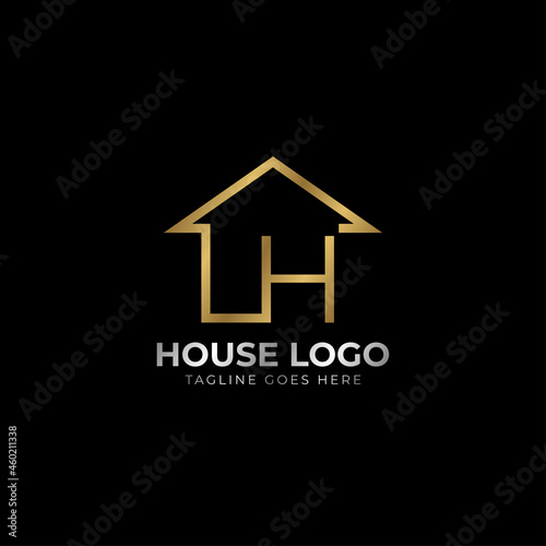 minimalist letter H luxurious house logo vector design for real estate, home rent, property agent
