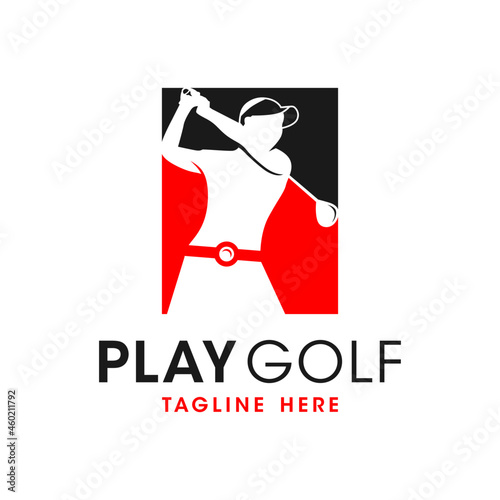 women golf sport inspiration illustration logo design