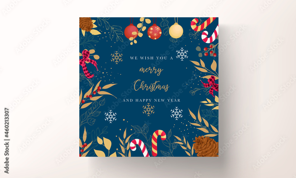 luxurious gold and red merry Christmas card design