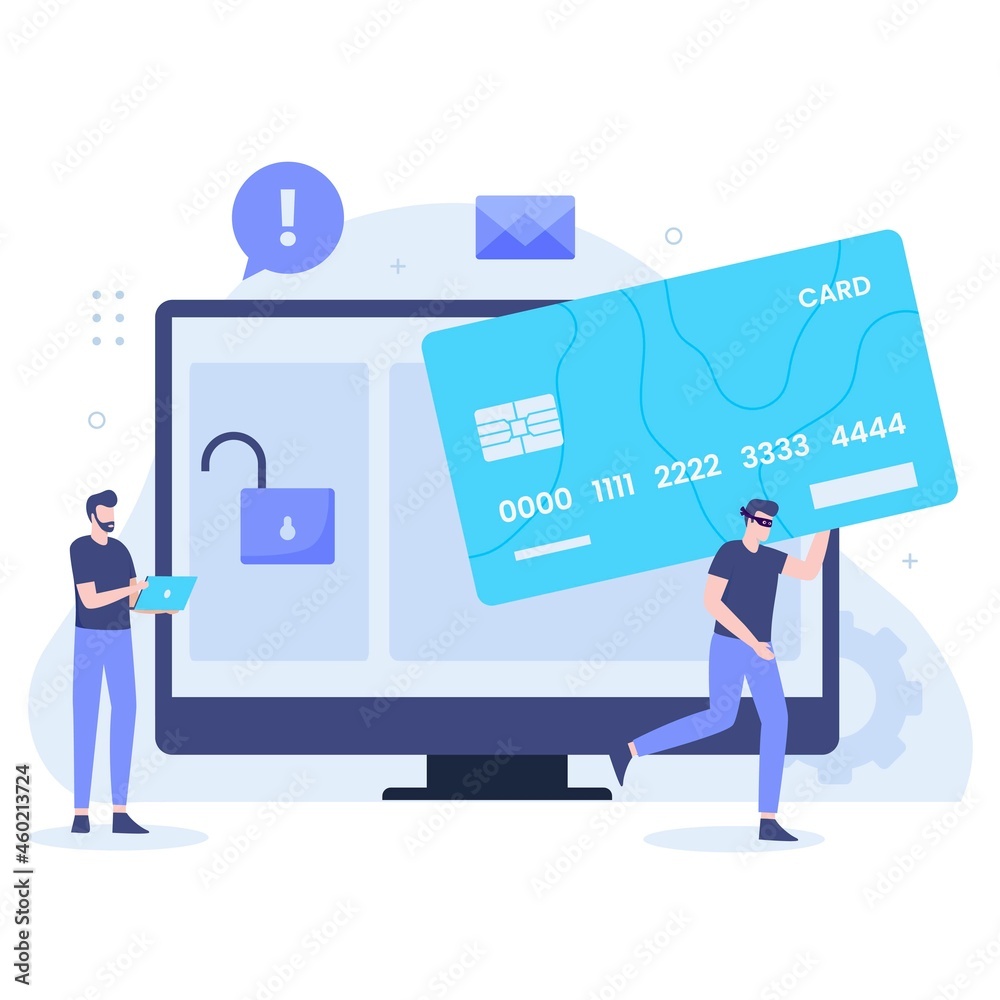Flat design of credit card fraud concept. Illustration for websites, landing pages, mobile applications, posters and banners