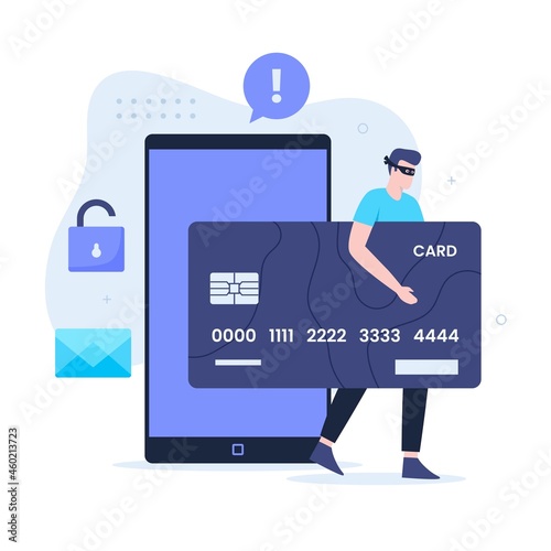 Credit card fraud flat illustration design concept. Illustration for websites, landing pages, mobile applications, posters and banners