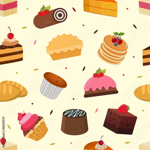 Cakes seamless pattern vector graphic
