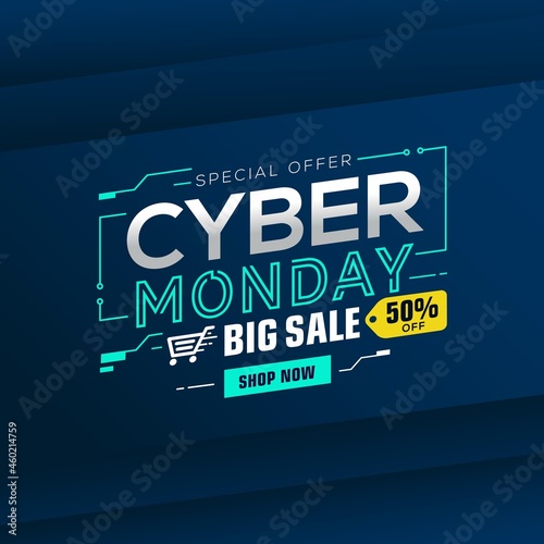 Cyber Monday sale banner template for business promotion vector graphic