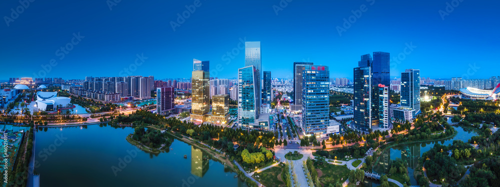 Fototapeta premium Aerial photography of modern urban architectural landscape in Zibo, China