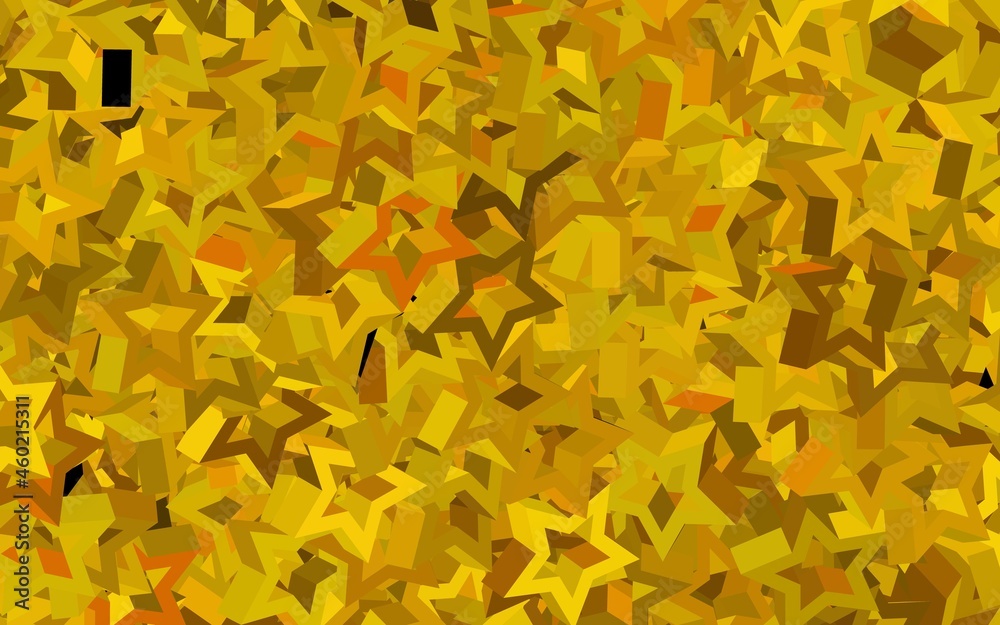 Dark Yellow vector background with colored stars.
