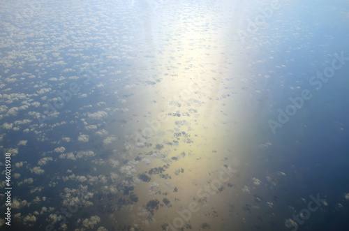 Sun reflection in BlackSea from airliner. Flight Dalaman - Kiev