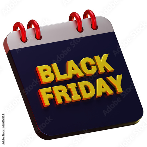 black friday shopping day discount flash sale festival 3d render object illustration