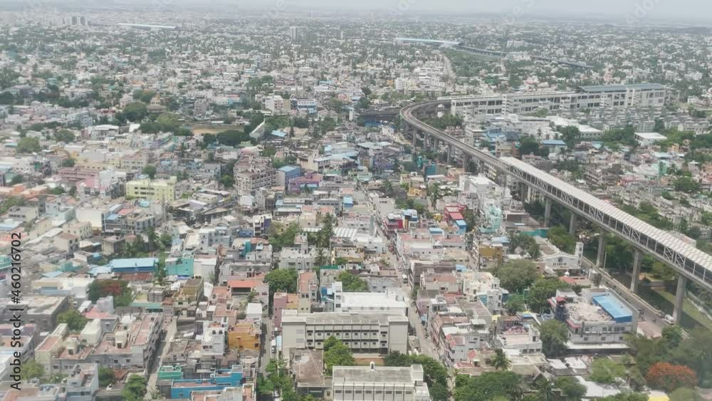 View Of Chennai City In India From Airplane Window - aerial, POV View Of Chennai City In India From Airplane Window - aerial, POV
